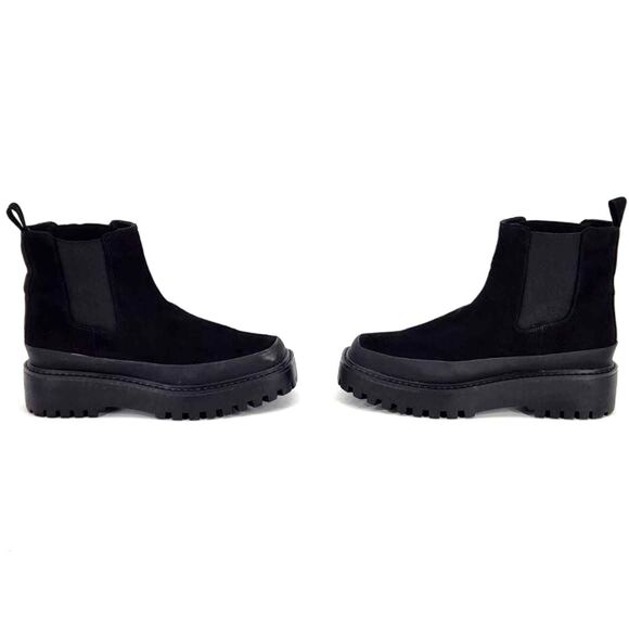 New Nordstrom Rack Bellamy Water Resistant Black Lug Sole Chelsea Boots Womens 7 - Picture 2 of 9